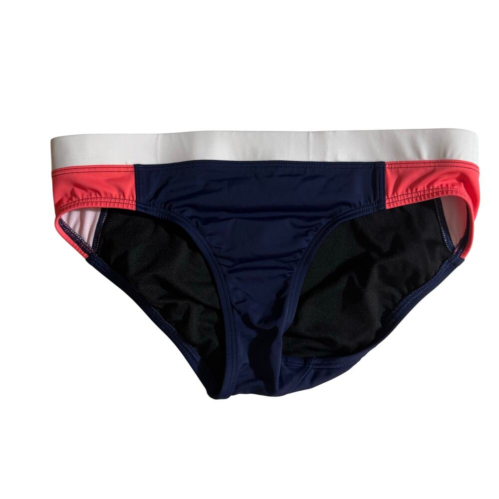 Lands' End Bikini Bottom Colorblock Navy Pink White Size‎ 2 | Swimwear